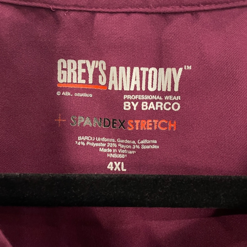 Lot of 2 4X women's scrub tops Fabletics black + Grey's Anatomy plum‎